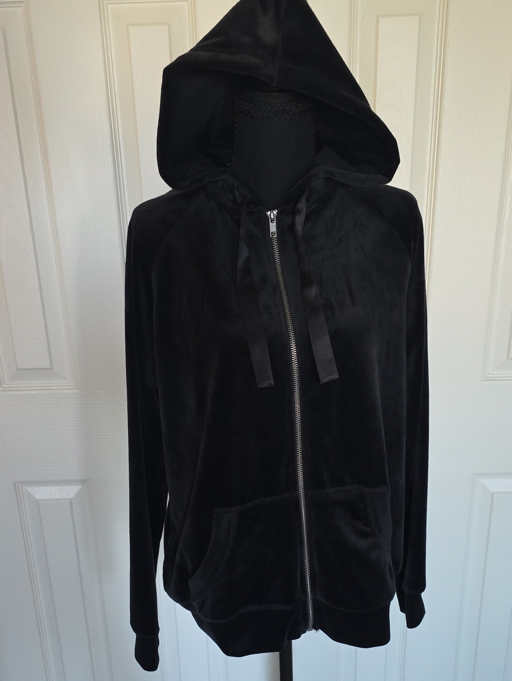 torrid Black Velvet Hooded Zip-Up Bomber Jacket